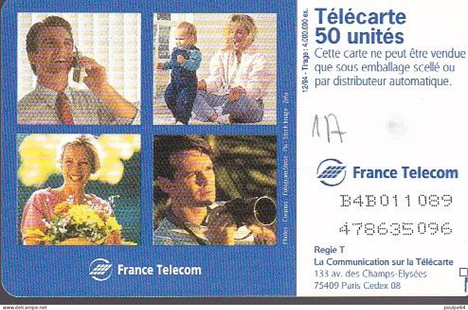 F527 - 12/1994 - VOEUX FRANCE TÉLÉCOM - 50 GEM1A (verso : N° B+4+B+6 Chiffres + Sans 2ème Logo Moreno) - 1994