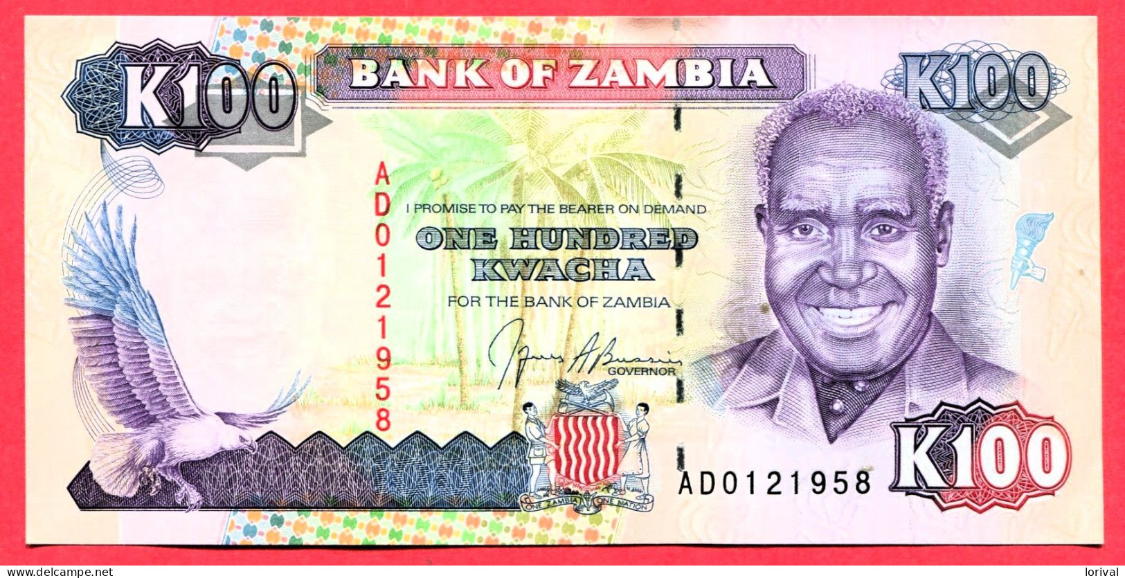 100 Kwacha Neuf 3 Euros - Zambie