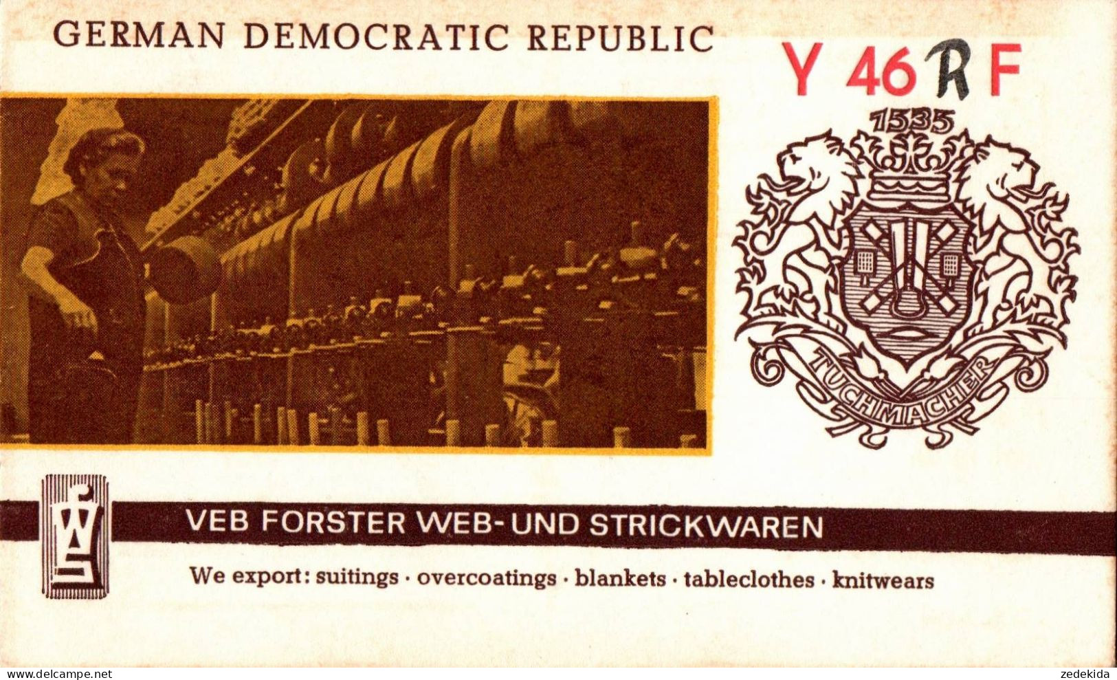 G6503 - VEB Forster Webwaren Strickwagen - QSL Amateurfunkerkarte Radio Funkerkarte - Verlag DDR - Radio