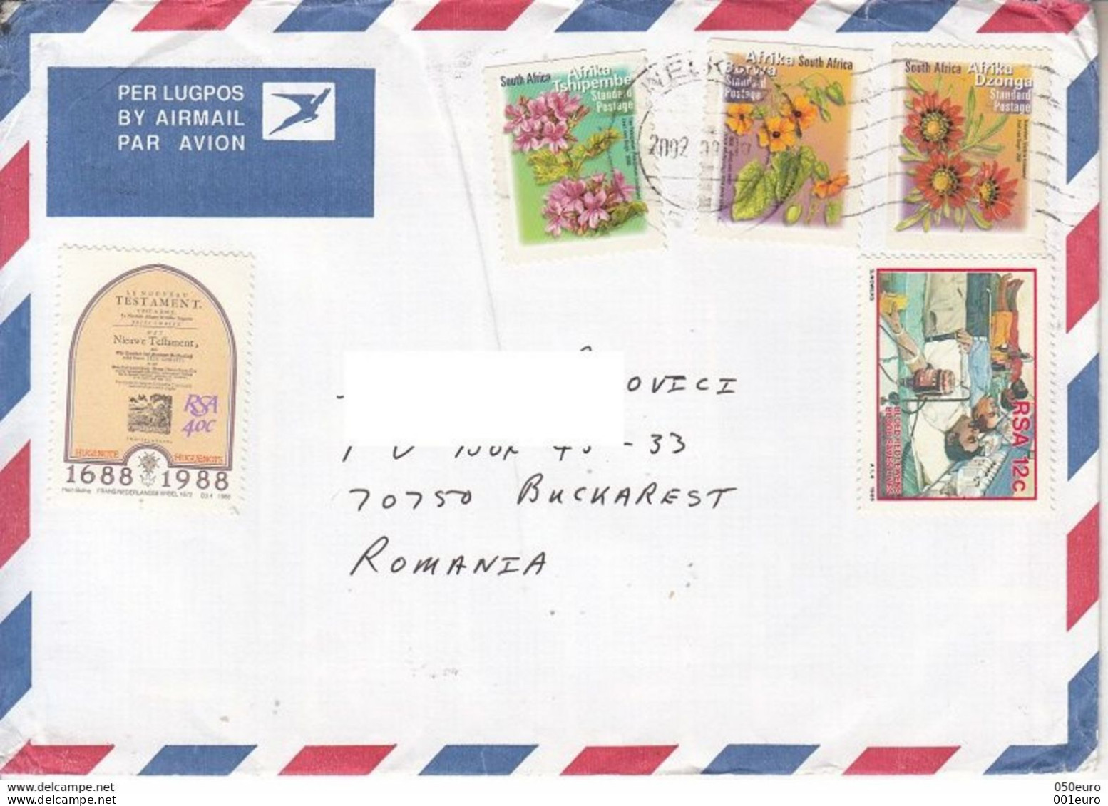 SOUTH AFRICA 2002: Cover Circulated To Romania #1218988951 - Registered Shipping! - Brieven En Documenten