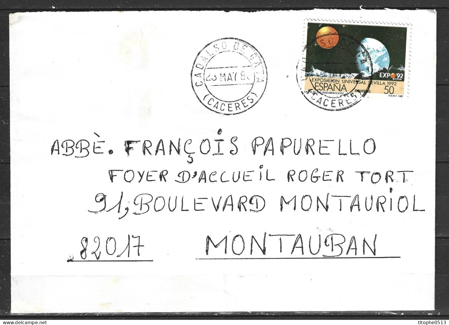 ESPAGNE. N°2544 De 1987 Sur Enveloppe Ayant Circulé. Expo'92. - 1992 – Sevilla (Spanje)