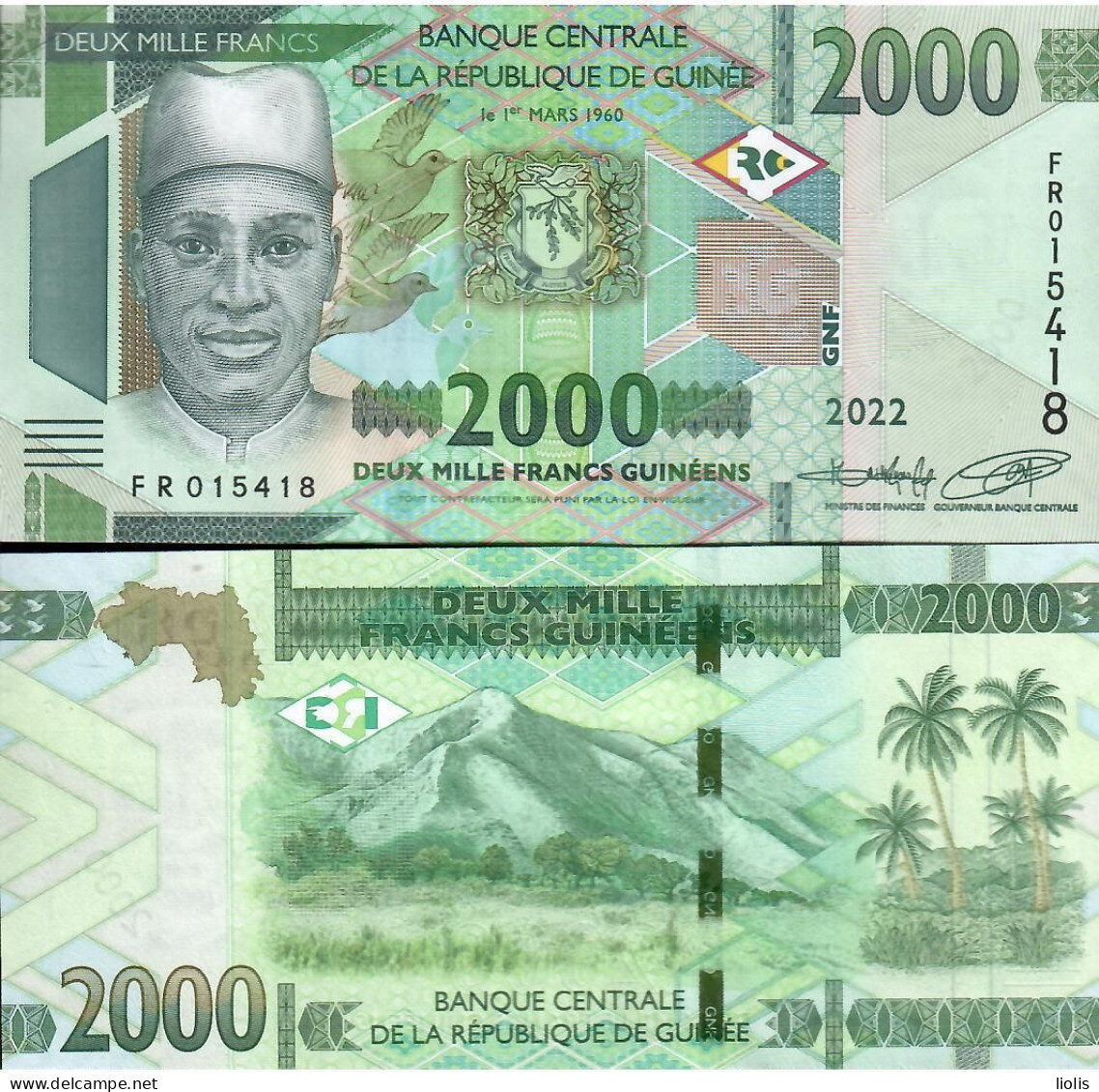 Guinea P-48 2000 Francs 2022 UNC - Guinea