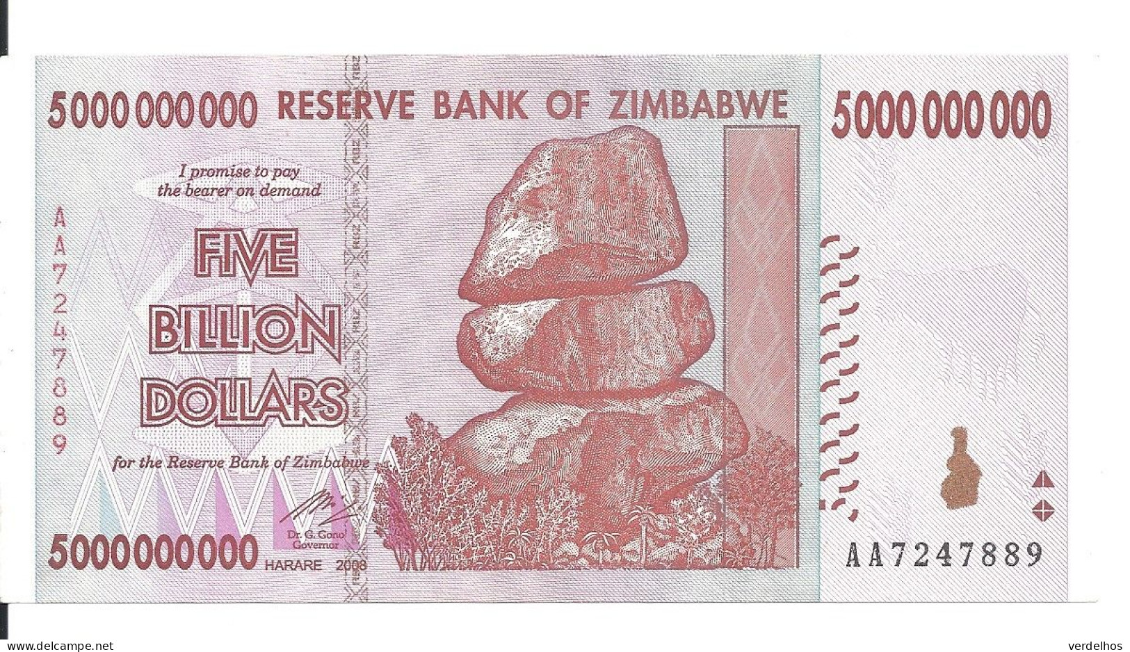 ZIMBABWE 5 BILLION 2008 UNC P 84 - Zimbabwe