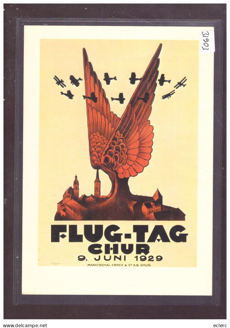 FORMAT 10x15cm - CHUR - FLUGTAG 1929 - REPRODUCTION D'UNE AFFICHE - TB - Chur