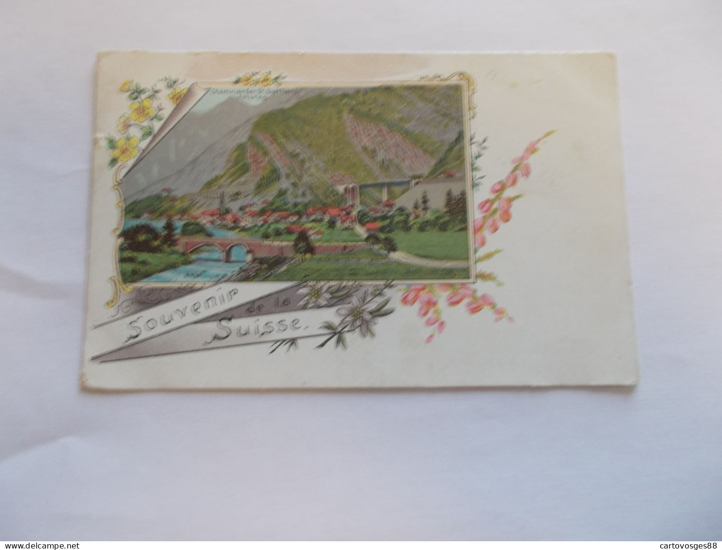 SOUVENIR DE LA SUISSE  TRES BELLE ILLUSTRATION CHEMIN DE FER ST GOTHARD AMSTEG  COLORISER - Steg