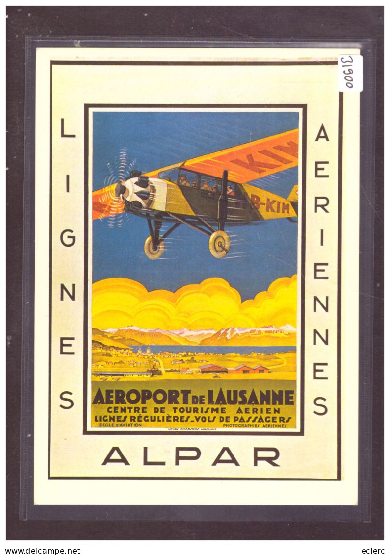 FORMAT 10x15cm - AEROPORT DE LAUSANNE - ALPAR, LIGNES AERIENNES - REPRODUCTION D'UNE AFFICHE - TB - Port