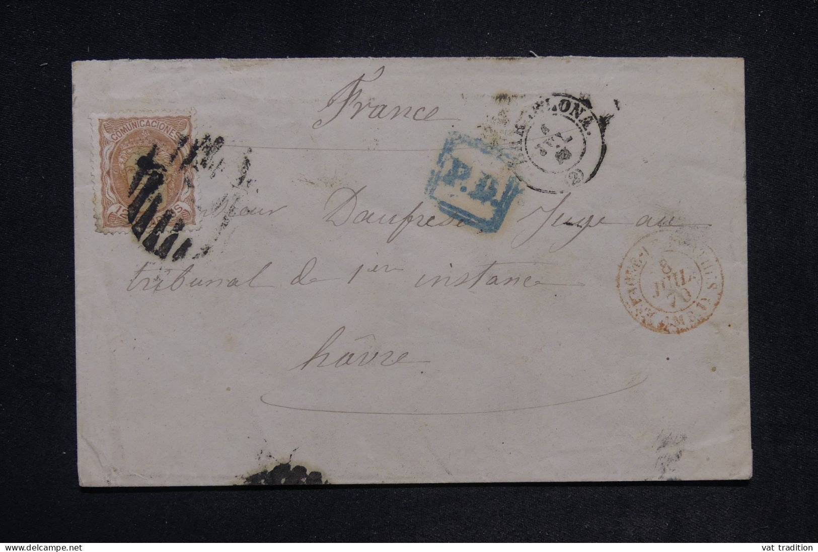 ESPAGNE - Enveloppe De Barcelone Pour La France En 1870 - L 148172 - Briefe U. Dokumente