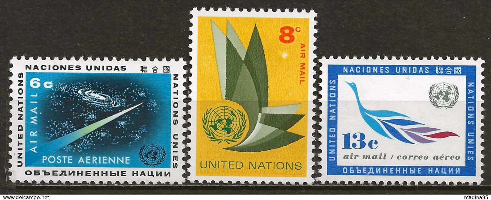 NATIONS-UNIES - NEW-YORK: **, PA N° YT 8, 9 Et 11, TB - Poste Aérienne