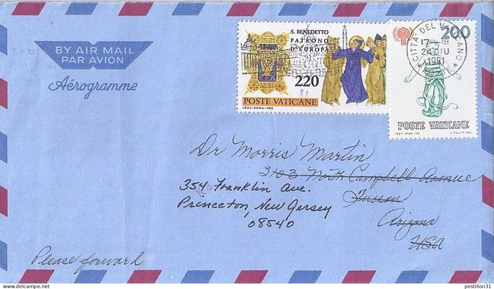 VATICAN N° 692/687 S/L. DU 24.7.81 POUR LES USA - Covers & Documents