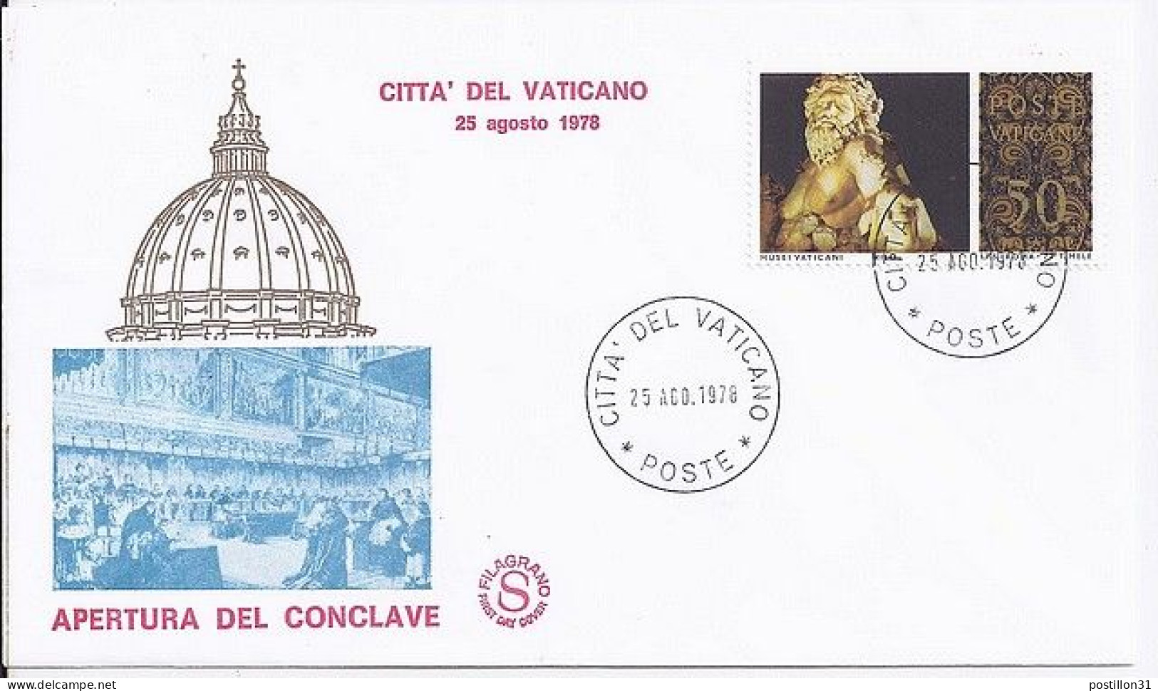 VATICAN N° 638 S/L. DU 25.8.78    1° JOUR - Covers & Documents