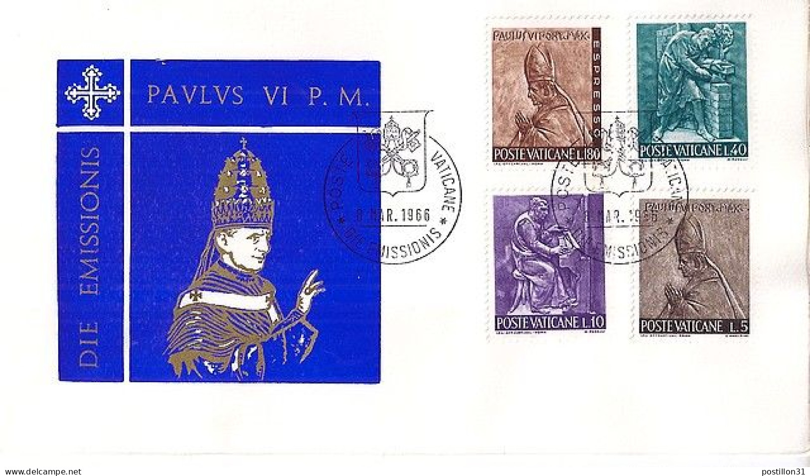 VATICAN N° 441/442/446/EXPRES 18 S/L. DU 8.3.66   1° JOUR - Cartas & Documentos