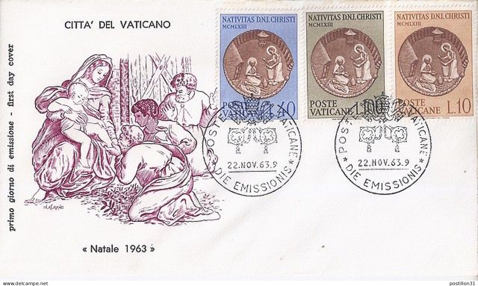 VATICAN N° 390/391/392 S/L. DU 22.11.63   1° JOUR - Lettres & Documents