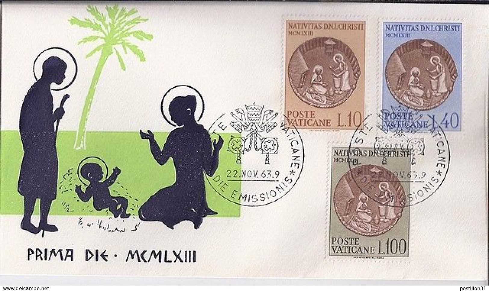 VATICAN N° 390/391/392 S/L. DU 22.11.63   1° JOUR - Covers & Documents