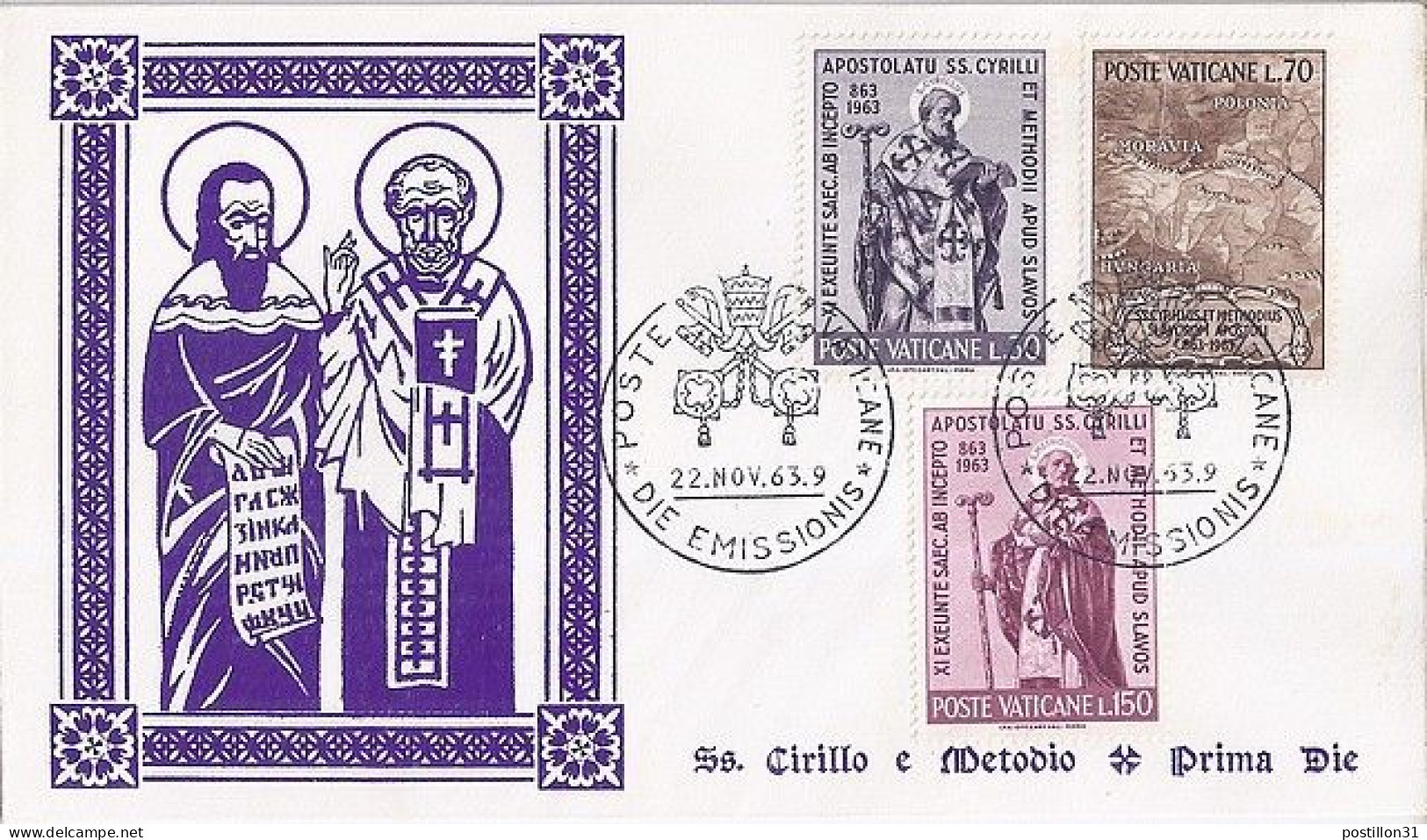 VATICAN N° 387/388/389 S/L. DU 22.11.63   1° JOUR - Storia Postale