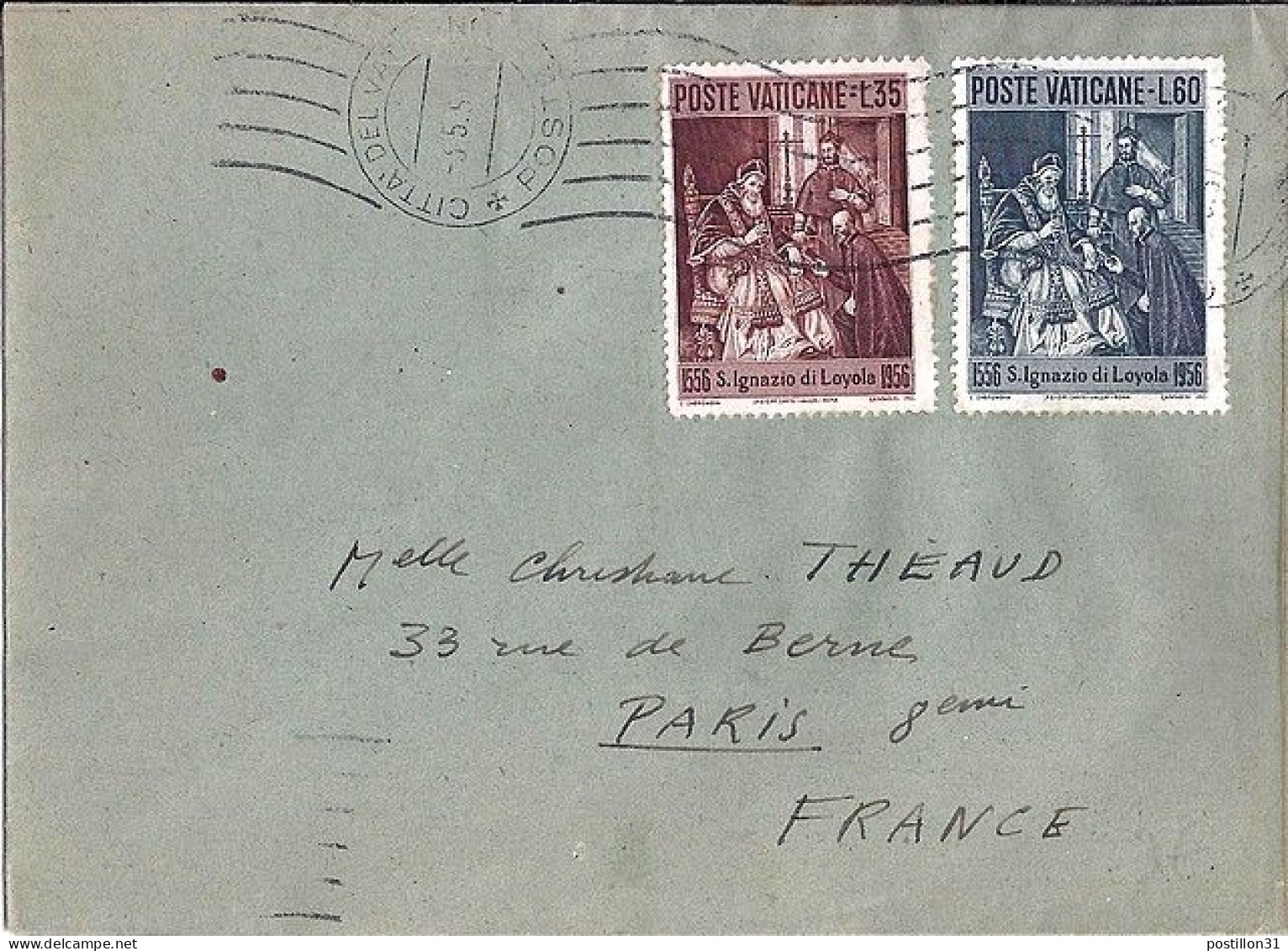 VATICAN N° 230/231 S/L. DU 3.5.56 POUR LA FRANCE - Brieven En Documenten