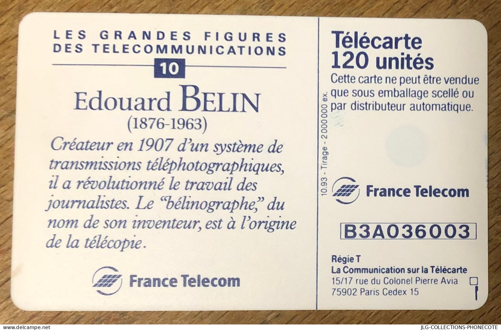 50/120 - 3672 50U RECTO F427A VERSO VISUEL BELIN 120U REF F443 TELECARTE DUMMY SANS PUCE TELEFONKARTE SCHEDA PHONECARD - 1993