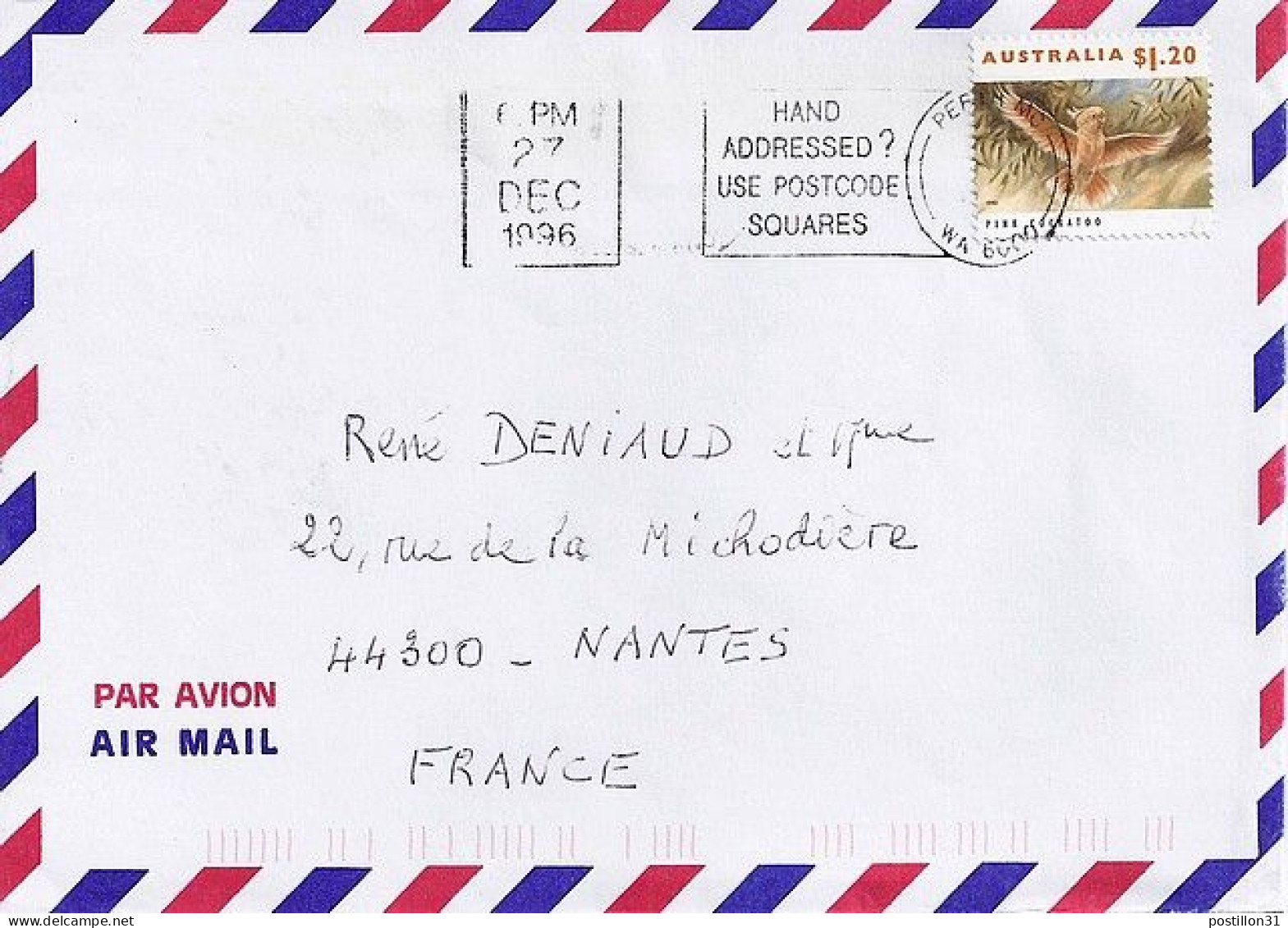 AUSTRALIE N° S/L. DE PERTH/1996 POUR LA FRANCE - Lettres & Documents