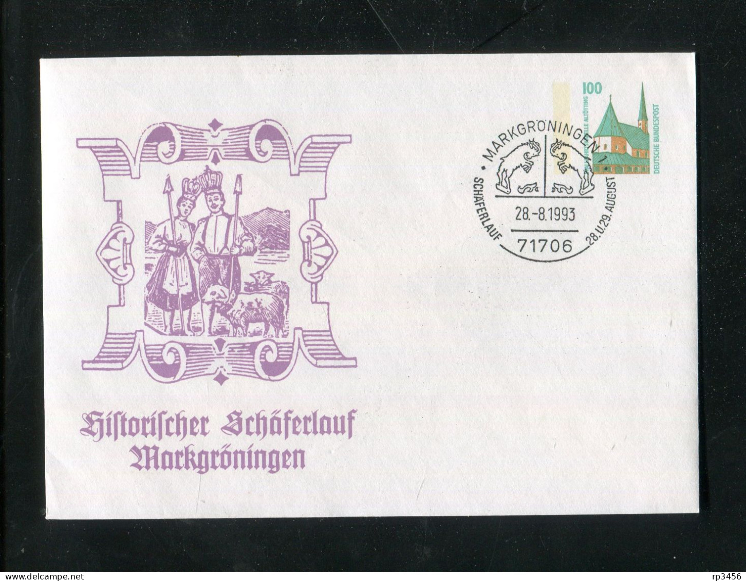 "BUNDESREPUBLIK DEUTSCHLAND" 1993, Privat-Ganzsachenumschlag "Historischer Schaeferlauf" Markgroeningen", SSt. (1213) - Enveloppes Privées - Oblitérées