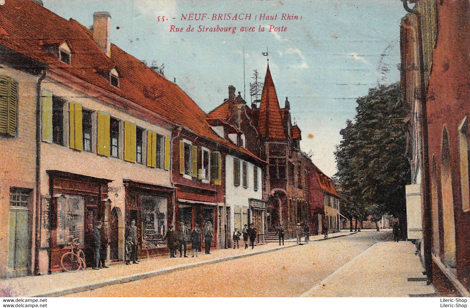 [68] NEUF-BRISACH- Rue De Strasbourg Avec La Poste Cachets Militaire - Oberkommando Der Wehrmach Sur Cpa - Neuf Brisach