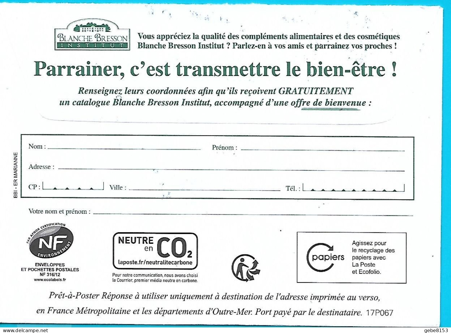 PostRéponse Lettre Prioritaire Marianne Ciappa Phil@poste Blanche Bresson Institut Rognonas Bouches Du Rhône Toshiba - Prêts-à-poster:Answer/Ciappa-Kavena