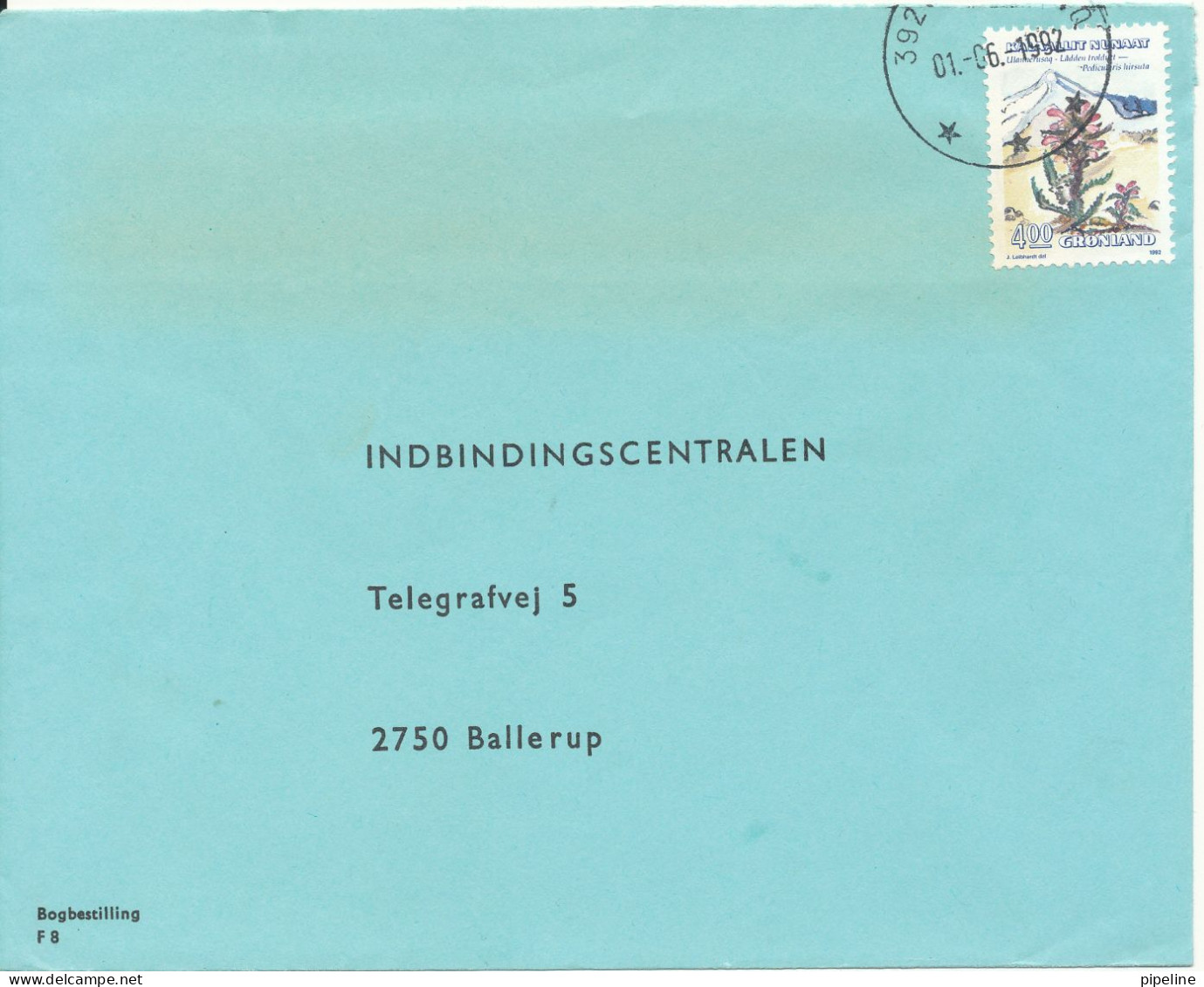 Greenland Cover Sent To Denmark 1-6-1992 Single Franked The Flap On The Backside Of The Cover Is Missing - Briefe U. Dokumente