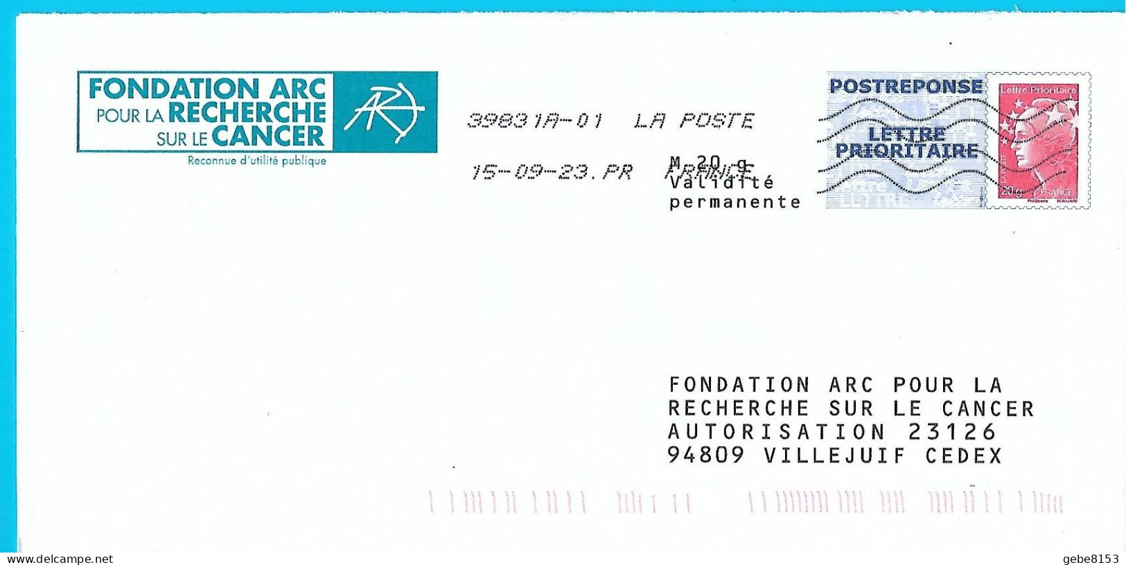 PostRéponse Lettre Prioritaire Marianne Beaujard Phil@poste Fondation ARC Recherche Cancer Santé Villejuif Toshiba - PAP: Antwort/Beaujard