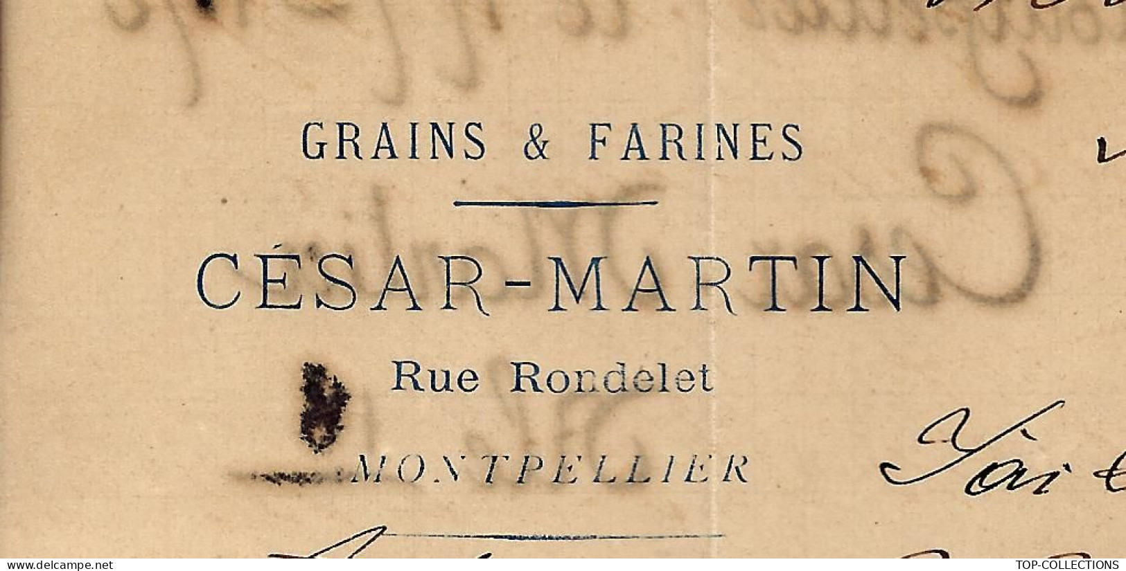 1872  ENTETE Grains & Farines Cesar-Martin  Montpellier Pour Coste Floret Agde Voir Historique - 1800 – 1899