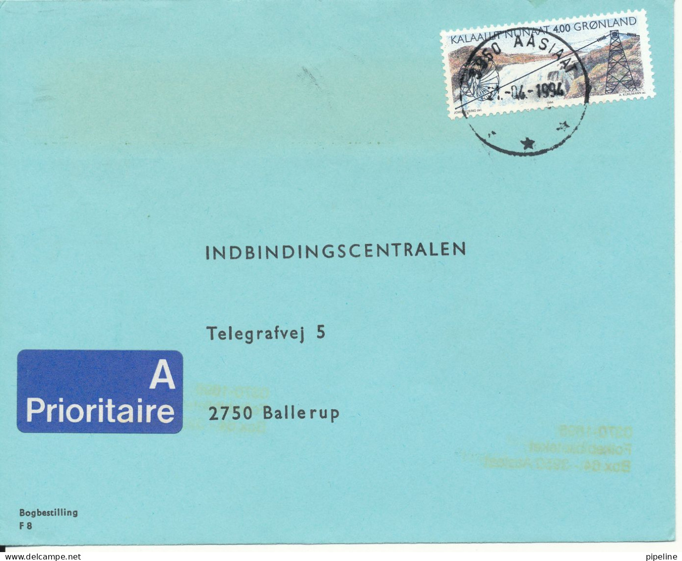 Greenland Cover Sent To Denmark 21-4-1994 Single Franked - Lettres & Documents