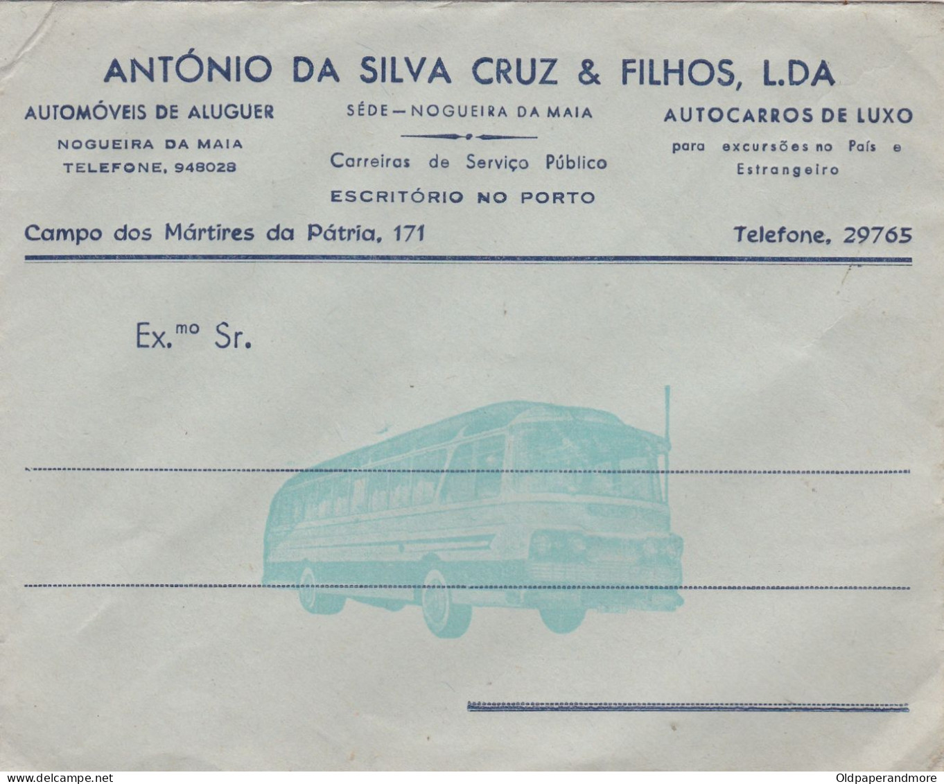 PORTUGAL COMMERCIAL COVER - ANTÓNIO DA SILVA CRUZ - AUTOCARROS DE LUXO - AUTOBUS - Portogallo