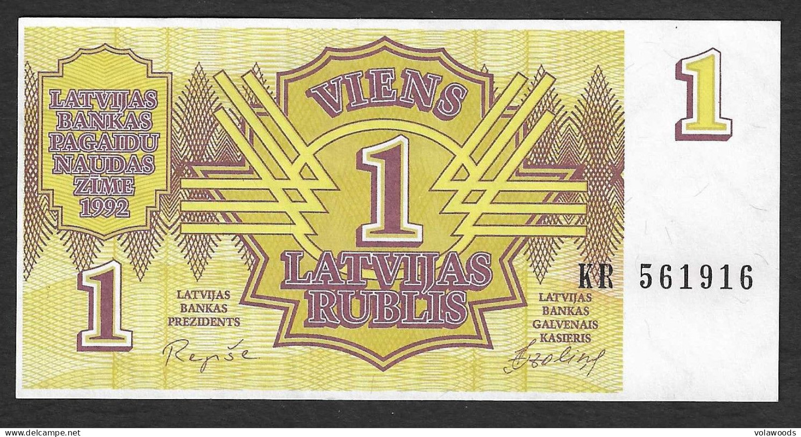 Lettonia - Banconota Non Circolata FdS UNC Da 1 Rublo P-35a - 1992 #19 - Latvia