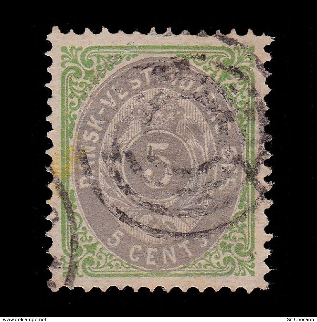 DANISH WEST INDIES.1874-9.Scott 8. 10c 5c.USED. - Denmark (West Indies)