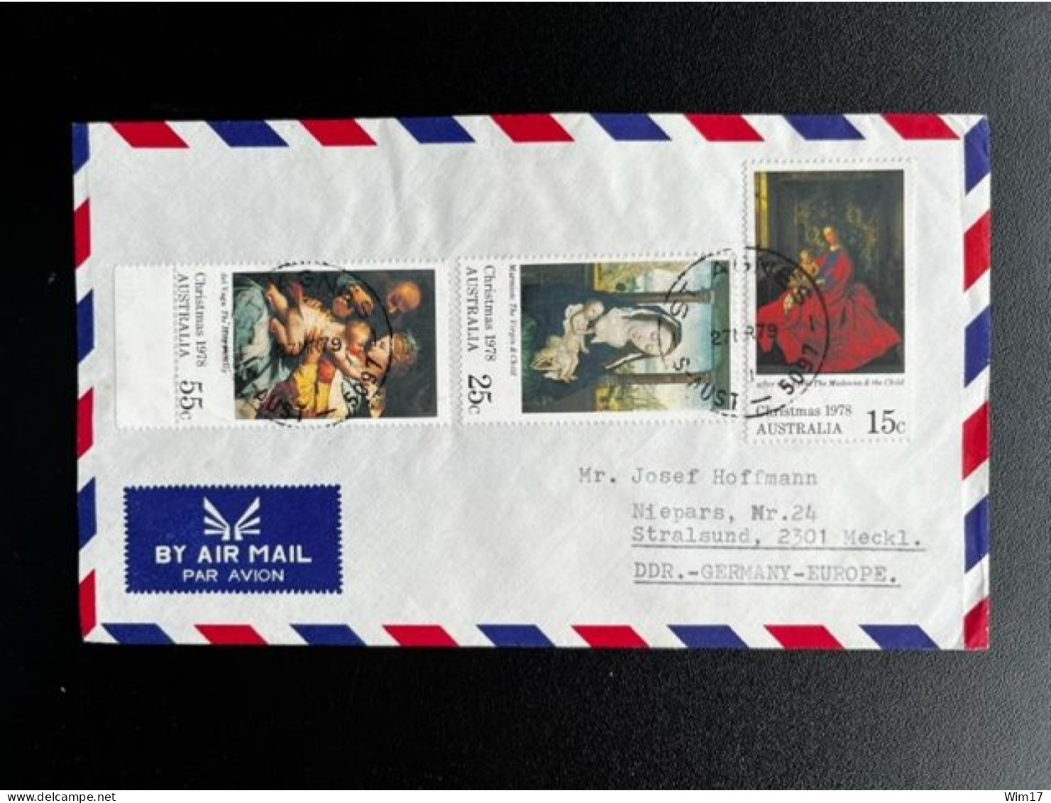 AUSTRALIA 1979 AIR MAIL LETTER ST. AGNES TO STRALSUND 27-03-1979 AUSTRALIE PAINTINGS - Lettres & Documents