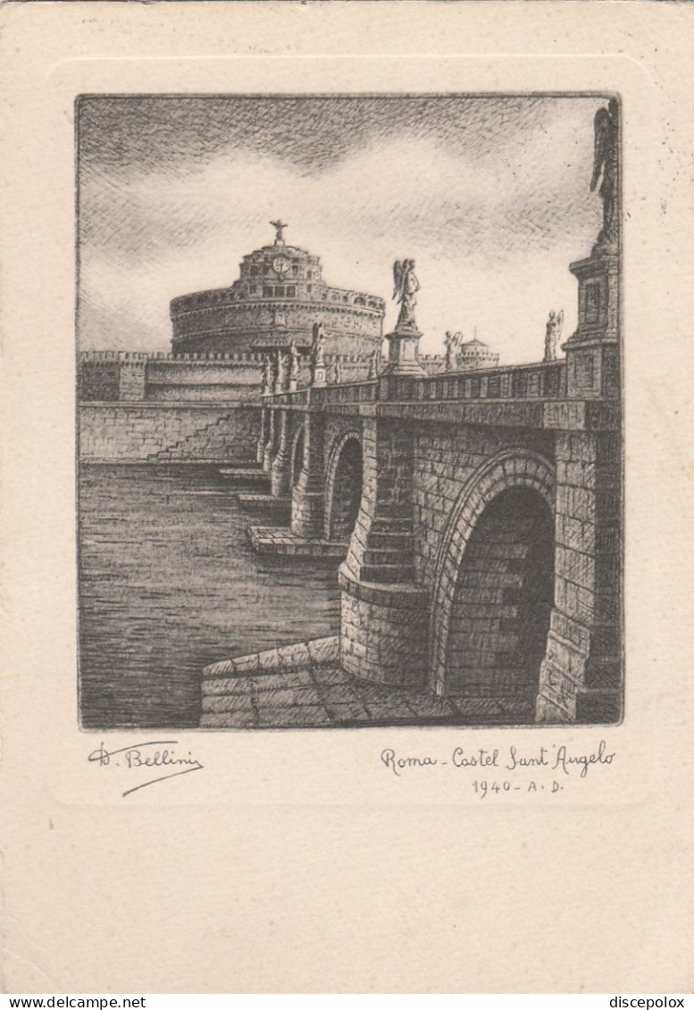 O4373 Roma - Castel Sant'Angelo - Illustrazione Illustration Dandolo Bellini / Viaggiata 1942 - Castel Sant'Angelo