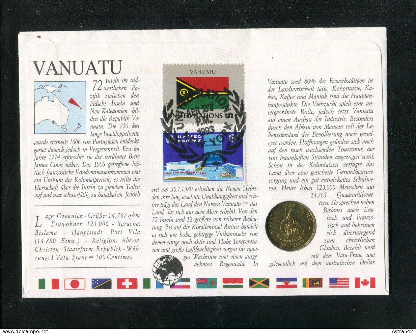 "VANUATU" 1993, Numis-Brief (1243) - Vanuatu (1980-...)