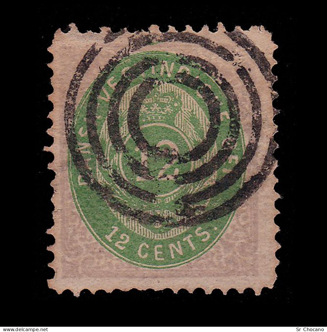 DANISH WEST INDIES.1873-9.Scott 11a.12c Lilac & Deep Green .USED. - Deens West-Indië