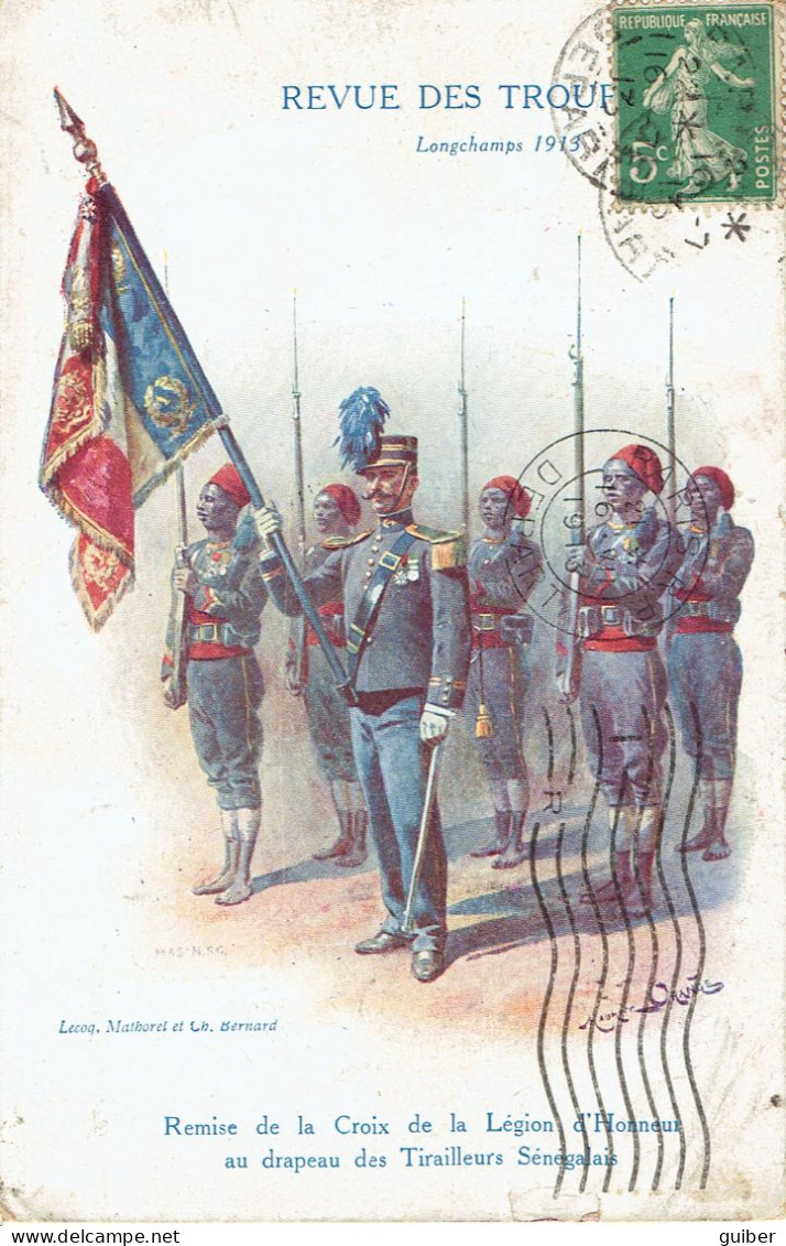 Guerre 1914/18 Revue Des Troupes  Longchamps Tirailleurs Senegalais Illustré Par Orange  - Weltkrieg 1914-18
