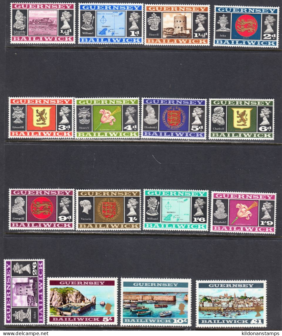 Guernsey 1969-70 Mint No Hinge, Sc# 8-23, SG - Guernesey