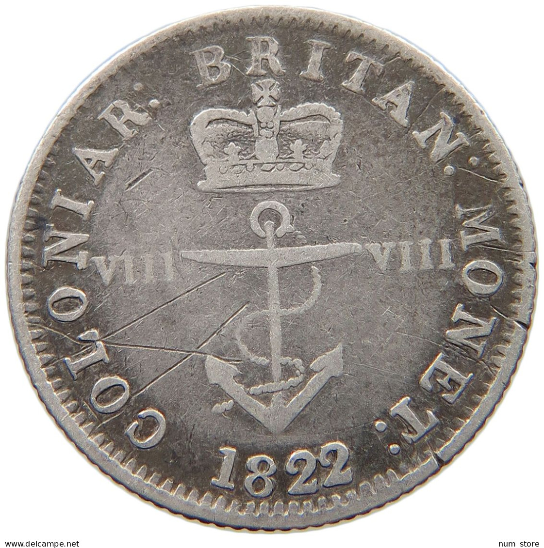 BRITISH WEST INDIES 1/8 DOLLAR 1822 George IV. (1820-1830) #t111 1247 - Antillen