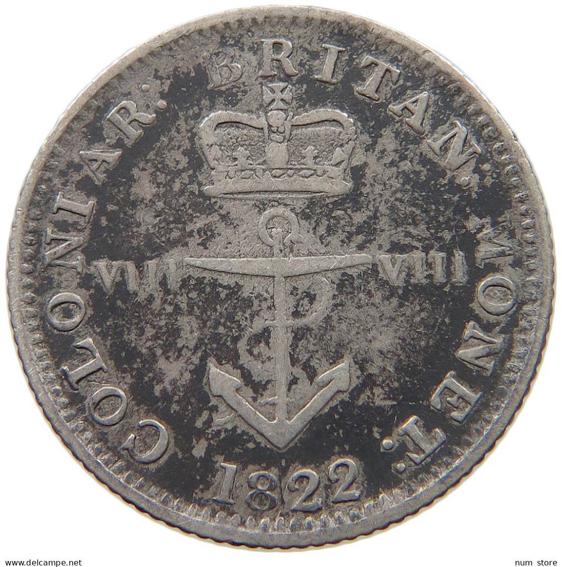 BRITISH WEST INDIES 1/8 DOLLAR 1822 George IV. (1820-1830) #t111 1231 - Antillas