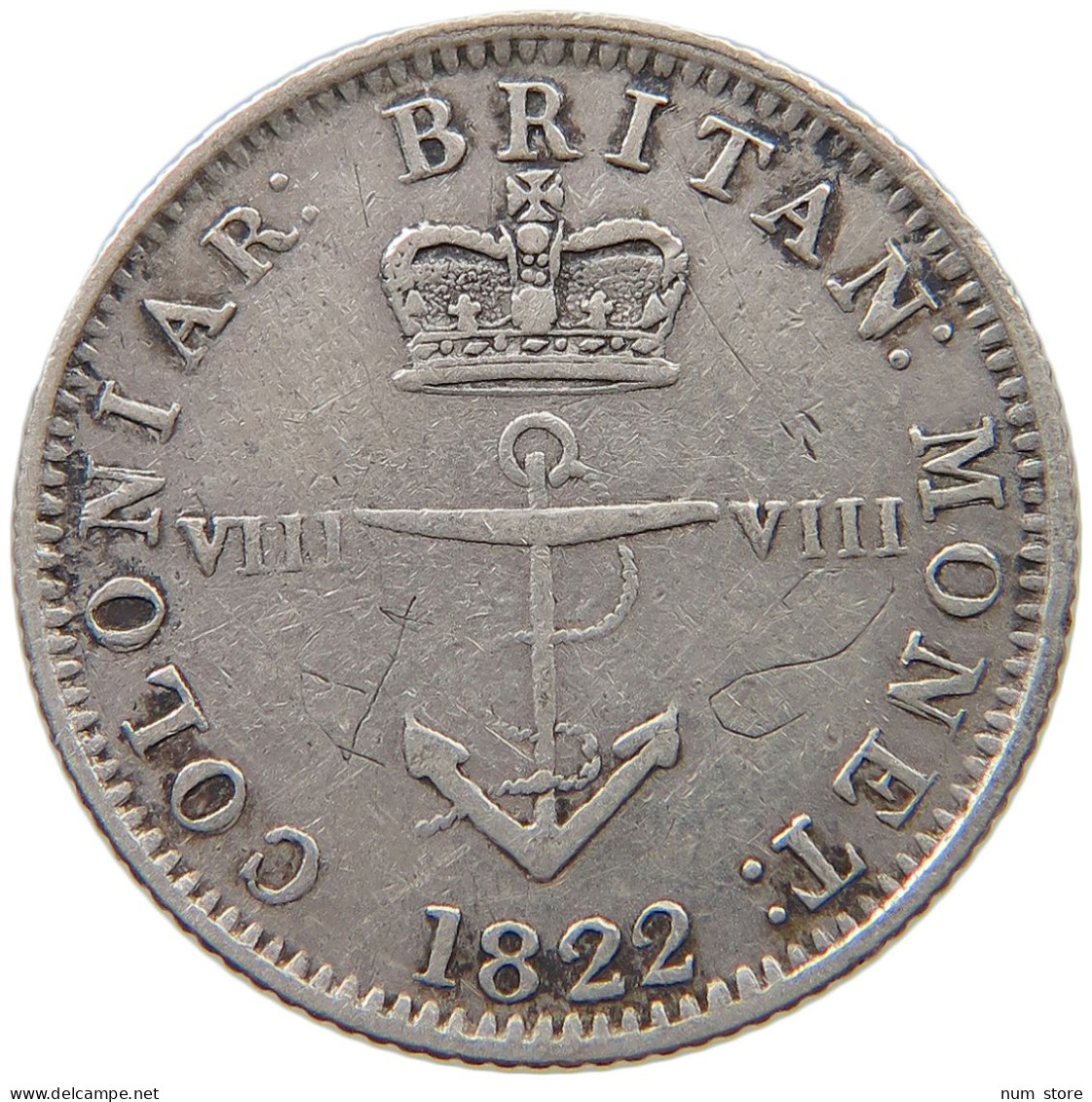 BRITISH WEST INDIES 1/8 DOLLAR 1822 George IV. (1820-1830) #t111 1243 - Antillas