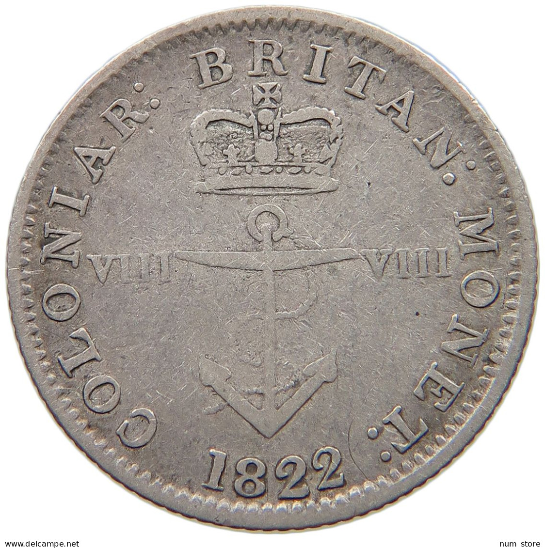 BRITISH WEST INDIES 1/8 DOLLAR 1822 George IV. (1820-1830) #t111 1221 - Antilles