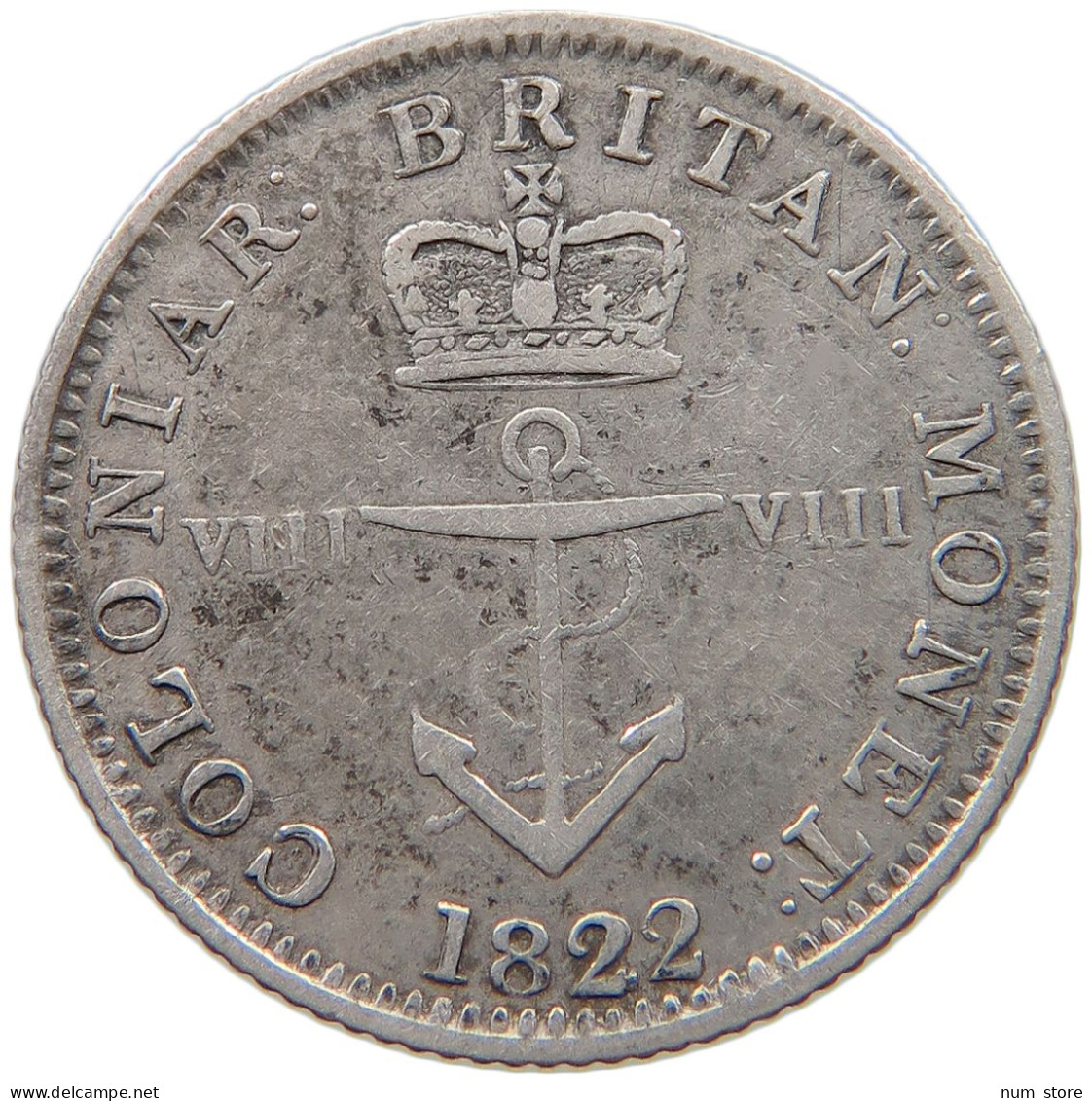 BRITISH WEST INDIES 1/8 DOLLAR 1822 George IV. (1820-1830) #t111 1223 - Antillen