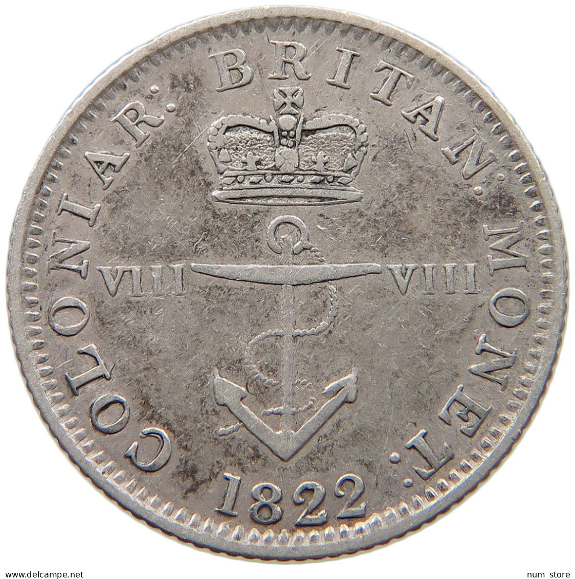 BRITISH WEST INDIES 1/8 DOLLAR 1822 George IV. (1820-1830) #t111 1217 - Antille