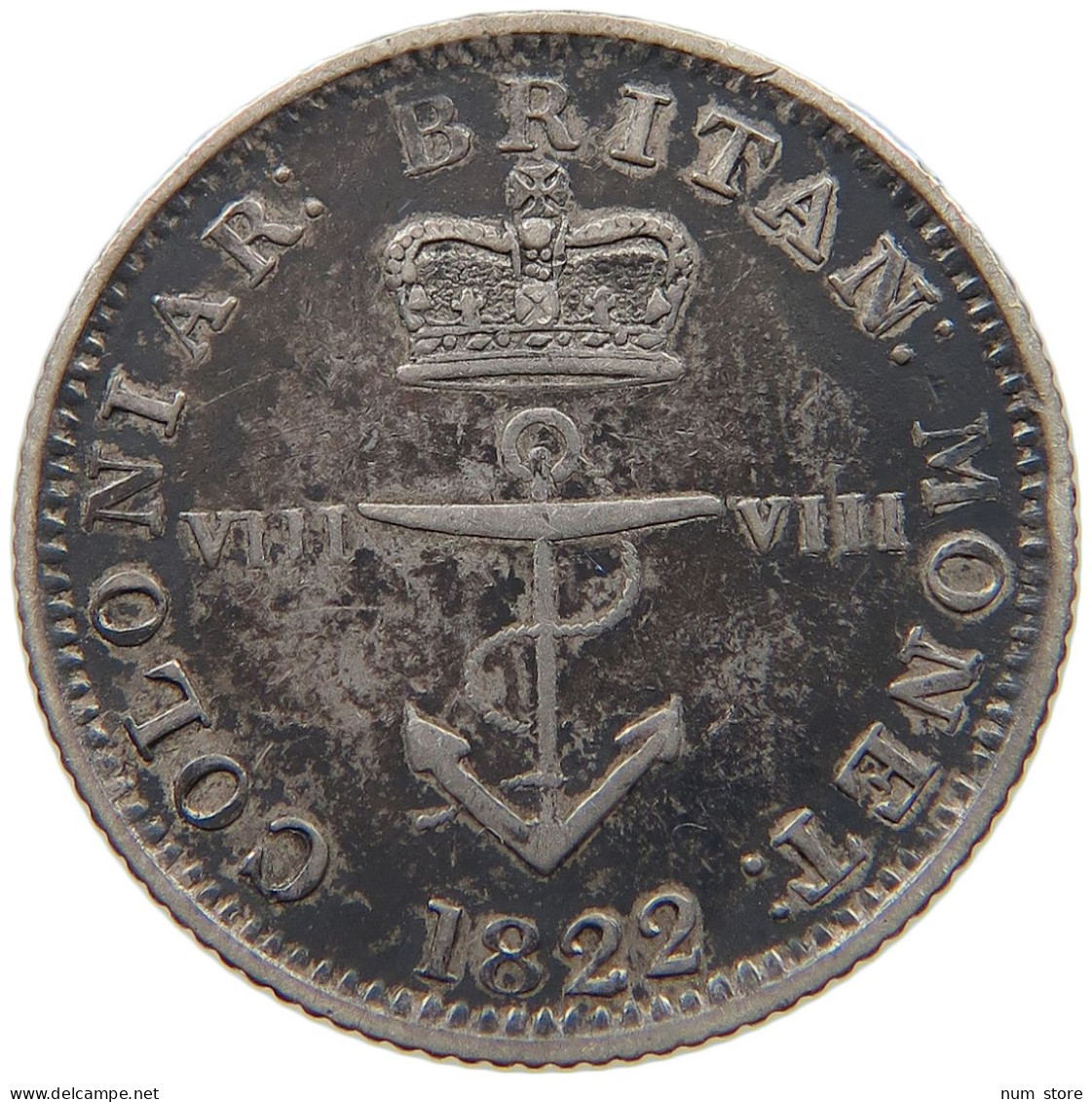 BRITISH WEST INDIES 1/8 DOLLAR 1822 George IV. (1820-1830) #t111 1215 - Antille