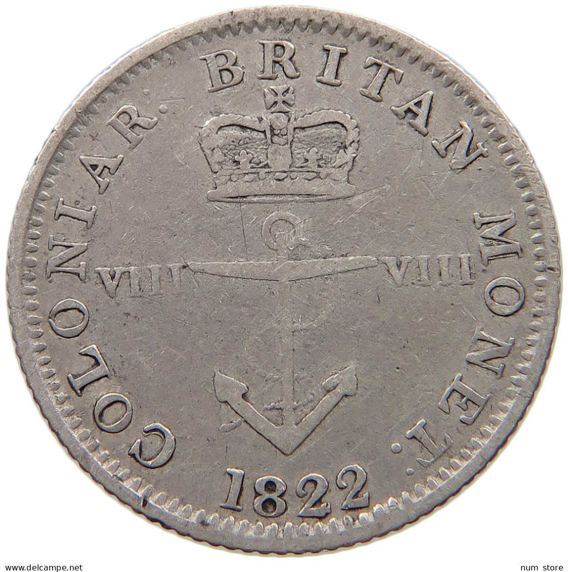 BRITISH WEST INDIES 1/8 DOLLAR 1822 George IV. (1820-1830) #t111 1213 - Antillen