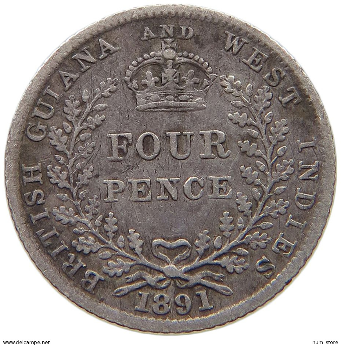 BRITISH GUYANA 4 PENCE 1891 Victoria 1837-1901 #t111 0109 - Guyana