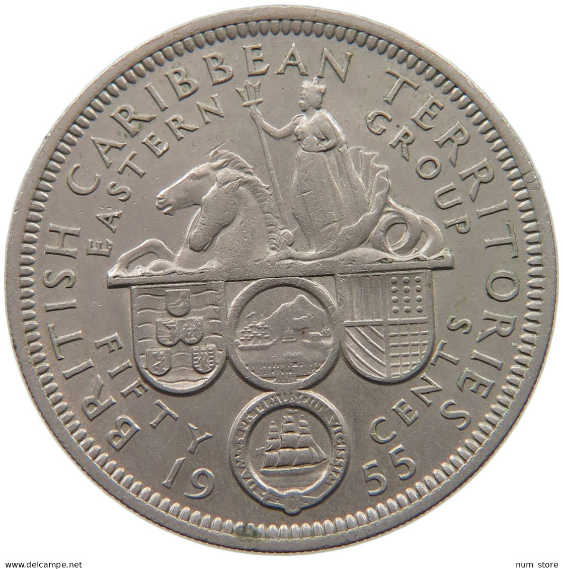 BRITISH CARIBBEAN TERRITORIES 50 CENTS 1955 Elizabeth II. (1952-2022) #c011 0033 - Caribe Británica (Territorios Del)