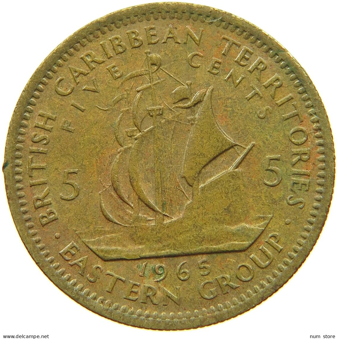 BRITISH CARIBBEAN TERRITORIES 5 CENTS 1965 Elizabeth II. (1952-2022) #s080 0639 - Territoires Britanniques Des Caraïbes