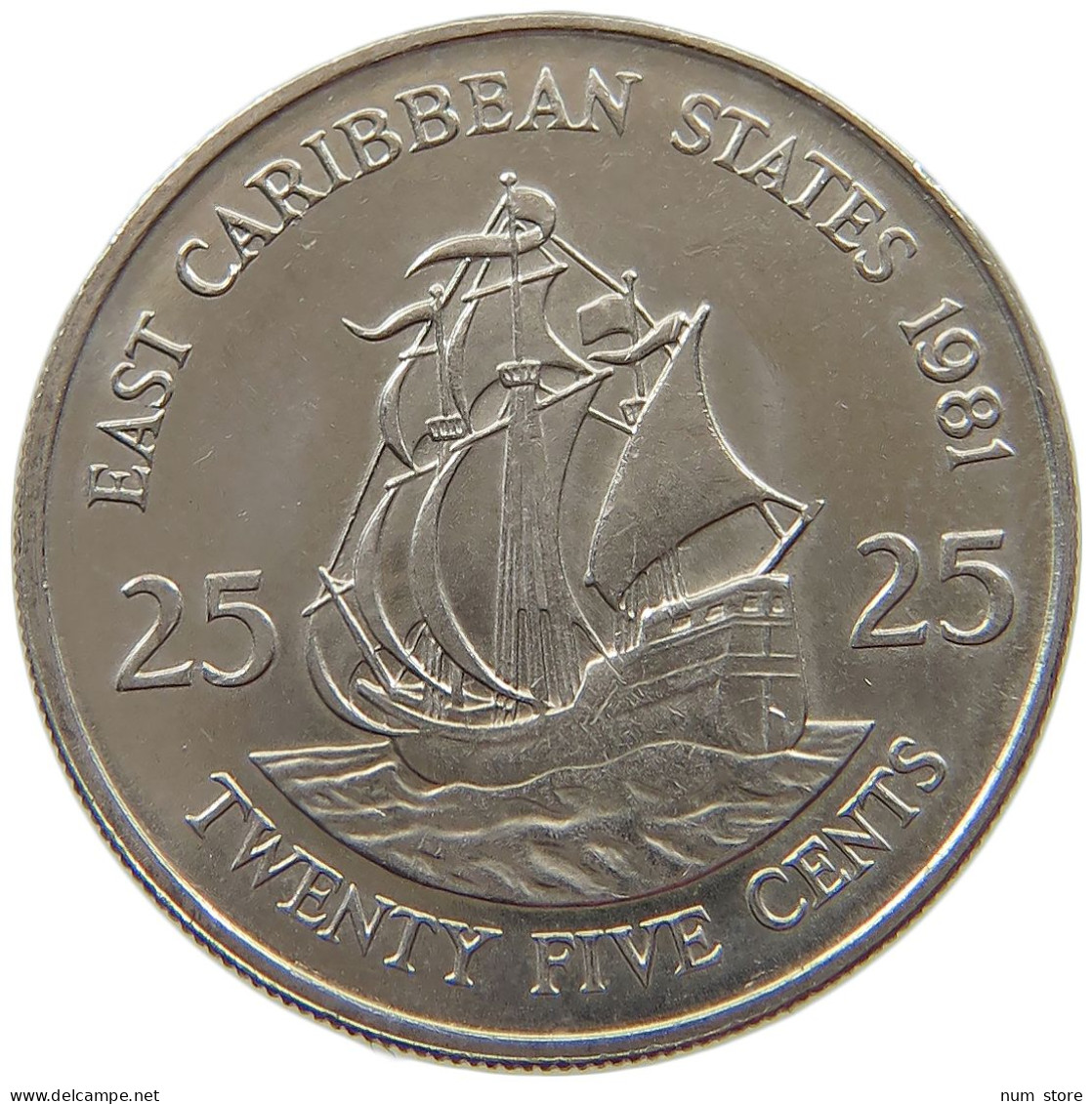 BRITISH CARIBBEAN TERRITORIES 25 CENTS 1981 Elizabeth II. (1952-2022) #s070 0413 - Territoires Britanniques Des Caraïbes