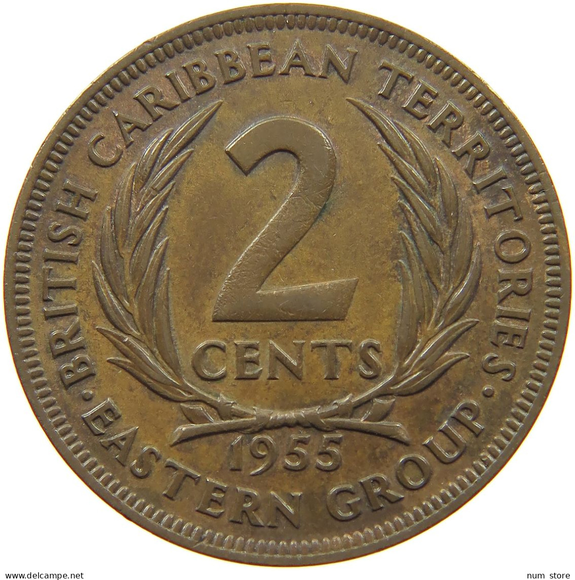 BRITISH CARIBBEAN TERRITORIES 2 CENTS 1955 Elizabeth II. (1952-2022) #c013 0015 - Caribe Británica (Territorios Del)